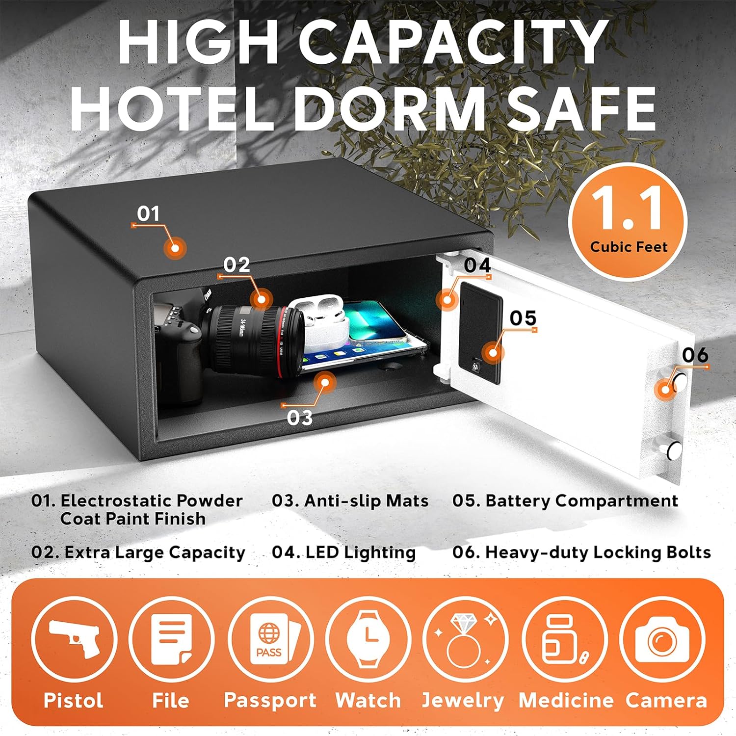 Thumbnail 3 de Z ZLJUAN Hotel Safe 1.1 Cu Ft biometric safe 🔒