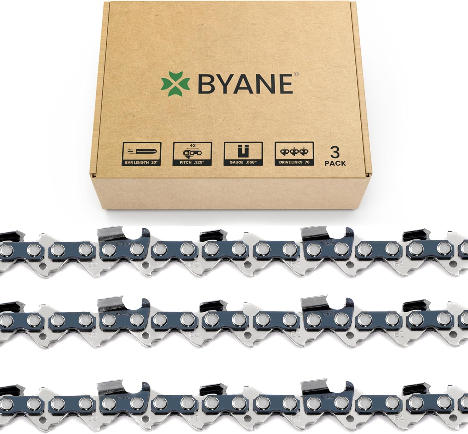 Byane 3 Pack Chainsaw Chain 20" 76 links ⛏