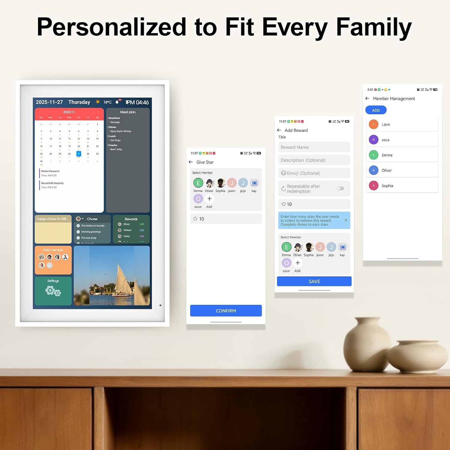 Thumbnail 6 de Linkdaze Digital Calendar 15.6" Smart Wall Planner with Interactive Touchscreen, 64GB Photo Frame (Smart Calendar) — White