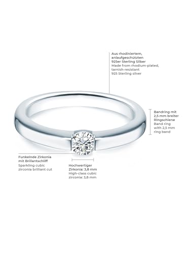 Detalle de Trilani plata de ley 925 con circonita: sortija solitario elegante
