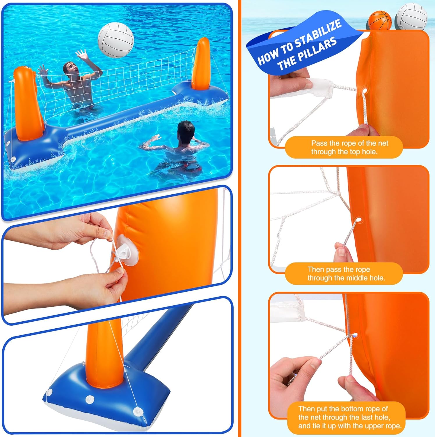 Detalle de Subtail Ensemble de Volley-Ball Gonflable 290 cm — Jeux de piscine pour toute la famille