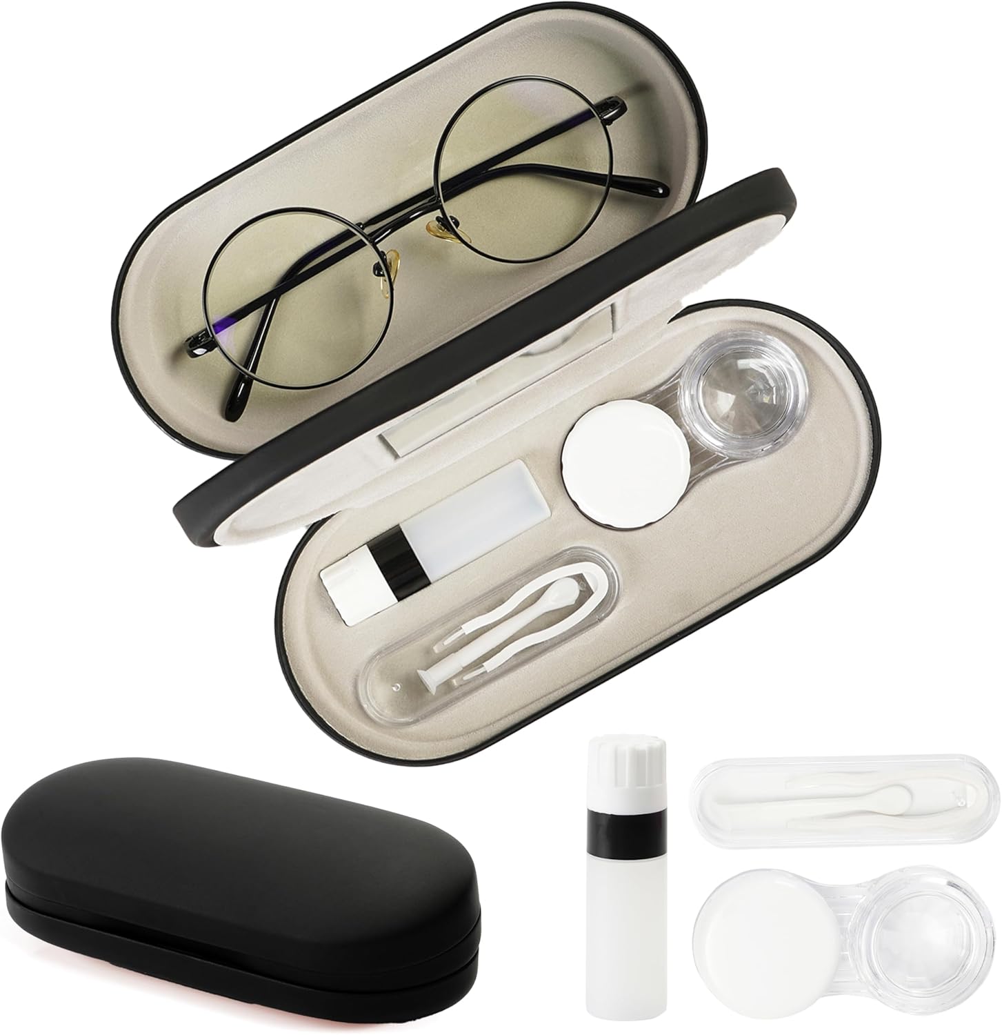 Lasiyanor 2 in 1 Eyeglass Case & Contact Lens Box — Portable Travel Companion