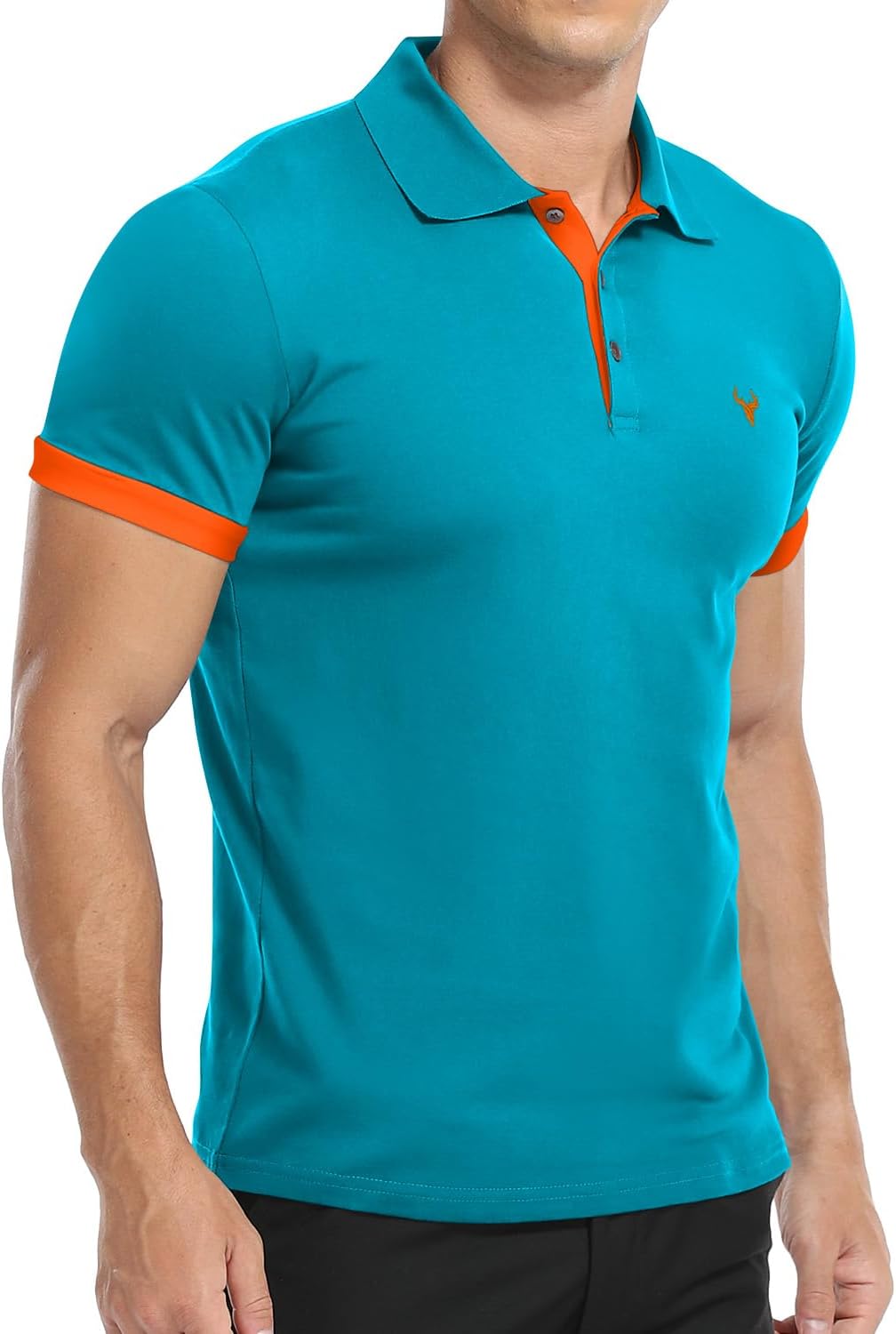 Thumbnail 2 de KUYIGO Herren Kurzarm-Poloshirt mit besticktem Hirschkopf in Slim Fit (Baumwolle/Elastan) S–XXL
