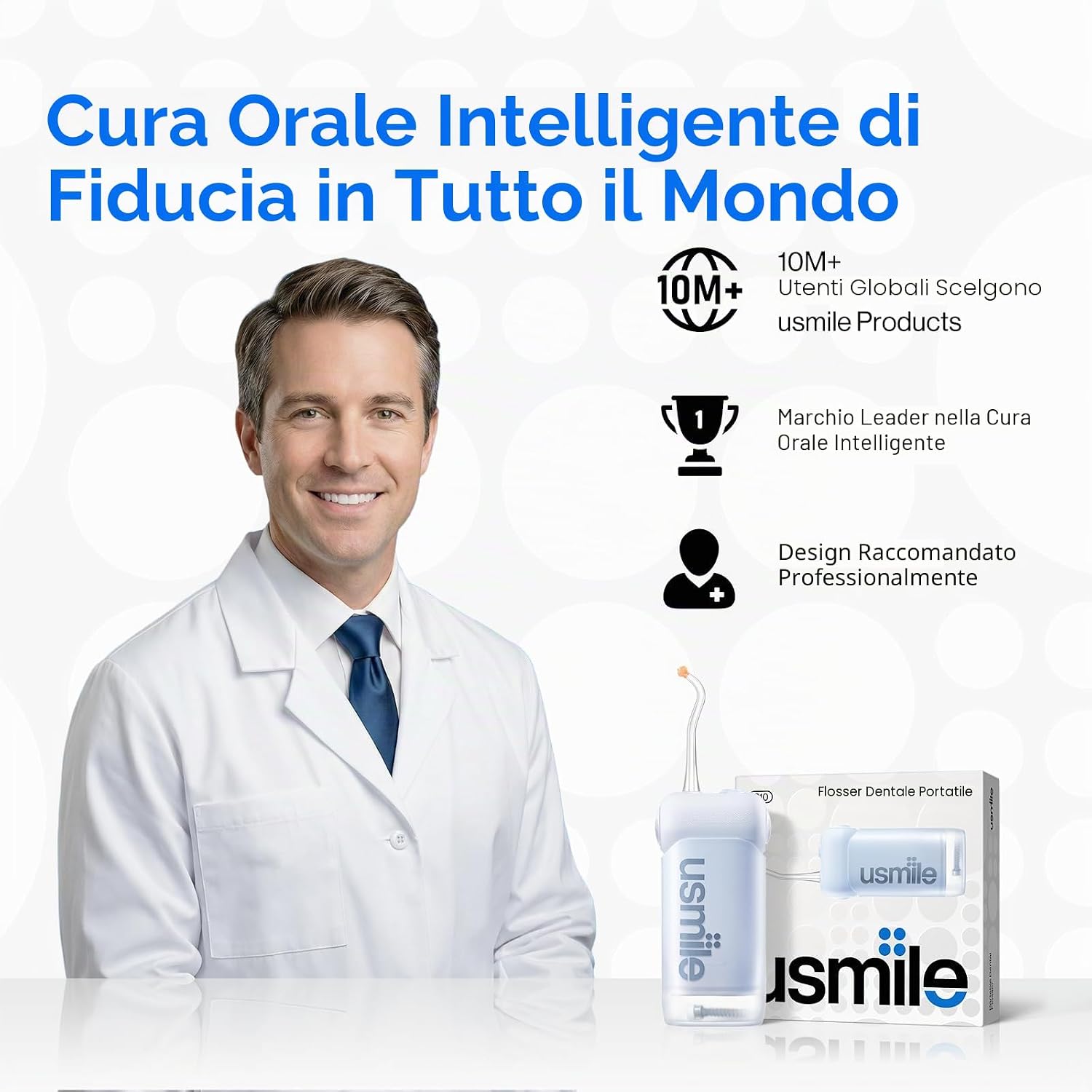 Detalle de usmile C10 Irrigatore orale portatile con batteria fino a 95 giorni e 4 modalità di pulizia