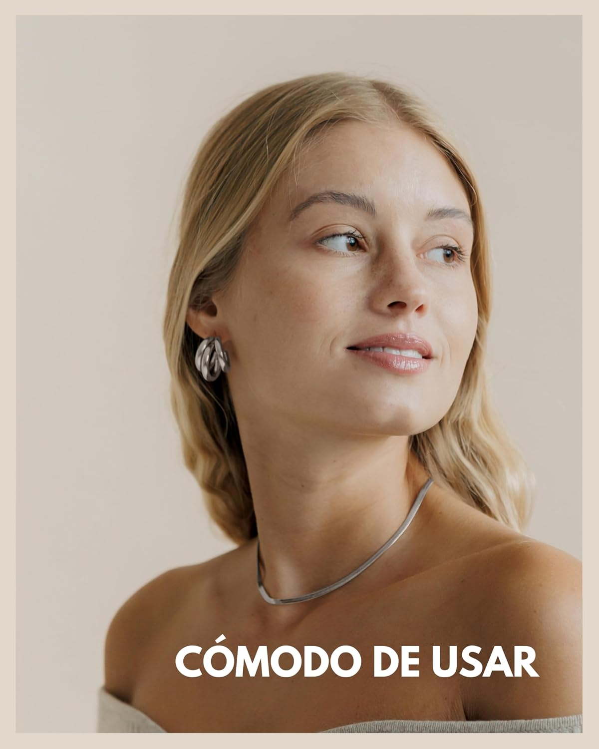 Detalle 2 de Aros Triple 20 mm acero inoxidable oro 18K