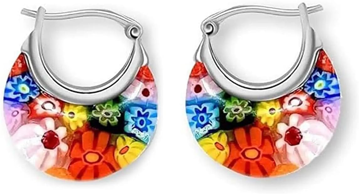 Thumbnail 4 de TJC Handmade Millefiori Basket Hoop Earrings 25x27mm