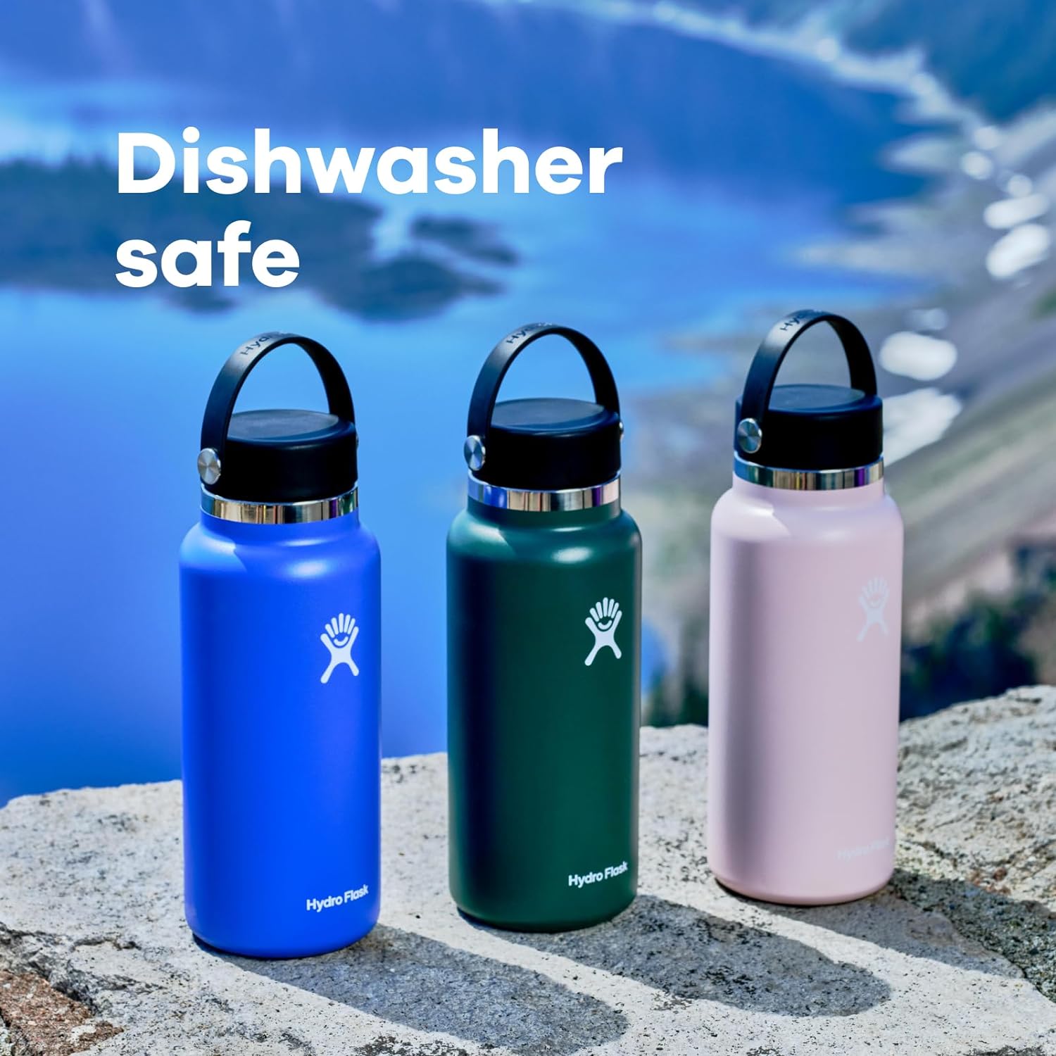 Detalle de Hydro Flask Water Bottle - 32 oz Wide Mouth Insulated with Flex Lid (Black)