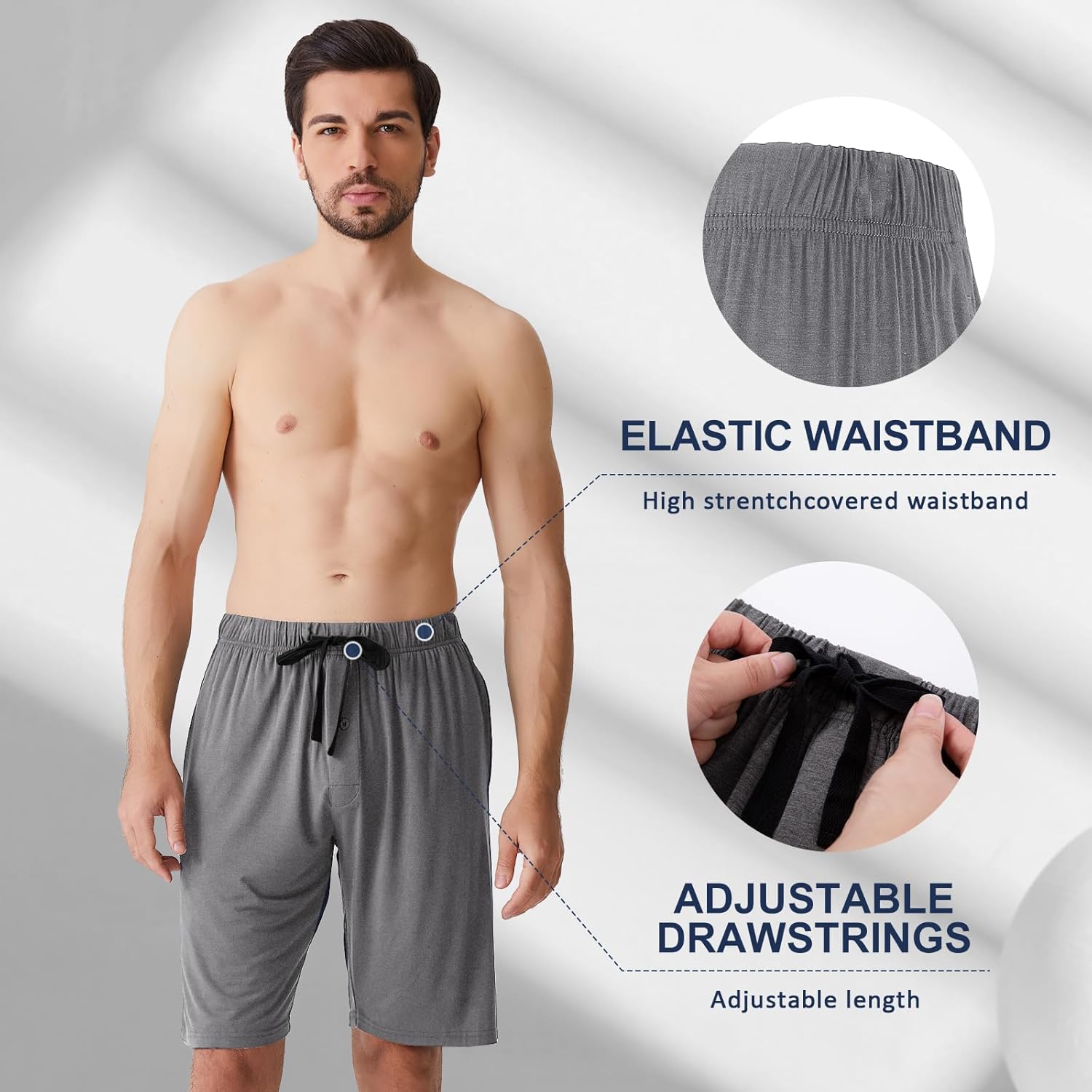 Thumbnail 3 de BAMBOO COOL Men's Pajama Bottoms Lounge Shorts (2 Pack)