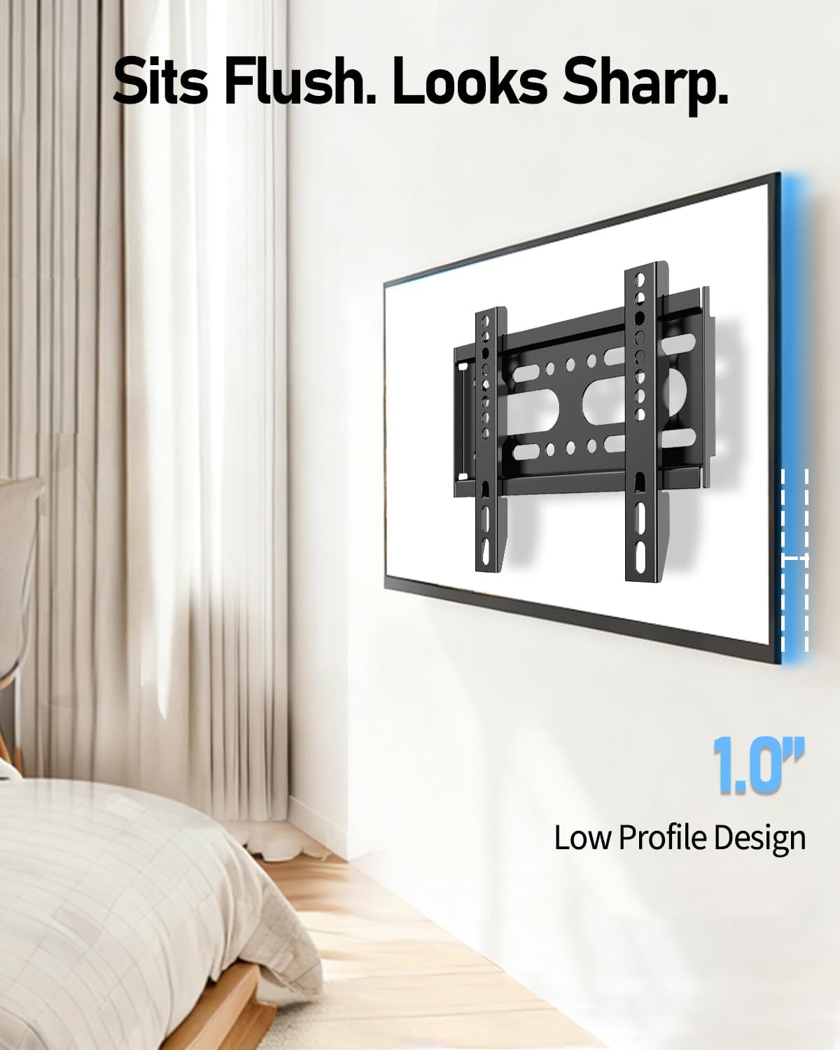 Detalle de Nuyoah Low-Profile Universal TV Wall Mount Bracket for 14–43 Inch Displays