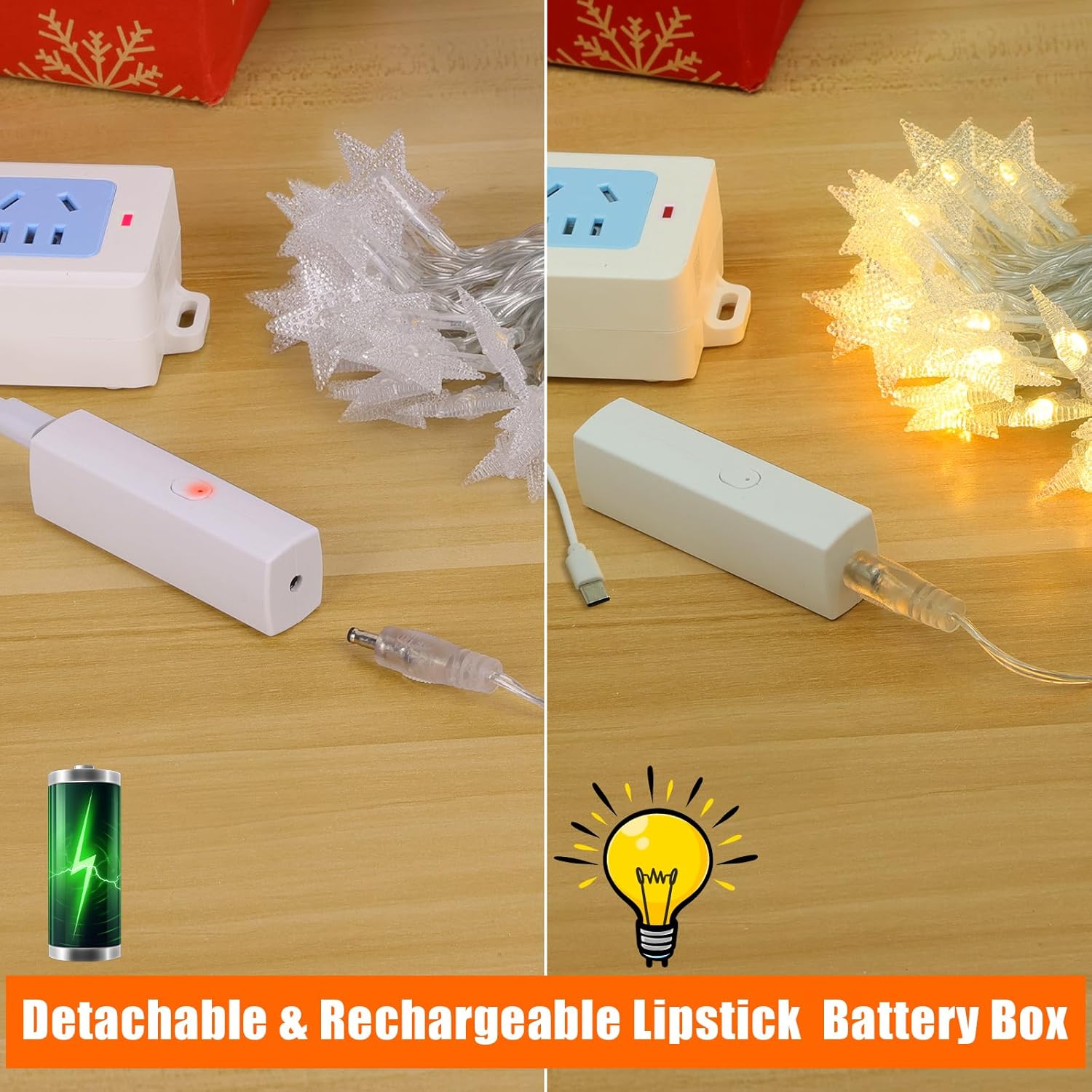 Thumbnail 3 de Star Moon Ramadan Rechargeable 100LED Star Fairy Lights – 10m Indoor String with 8 Modes and Timer