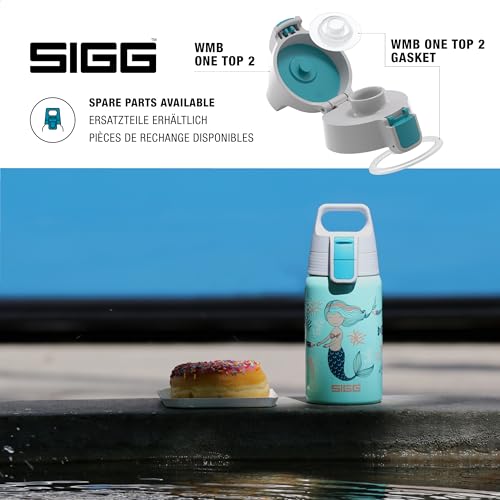 Detalle de SIGG Shield One Atlantis Kinder Trinkflasche 0,5 L – Edelstahl, auslaufsicher, einhändig bedienbar
