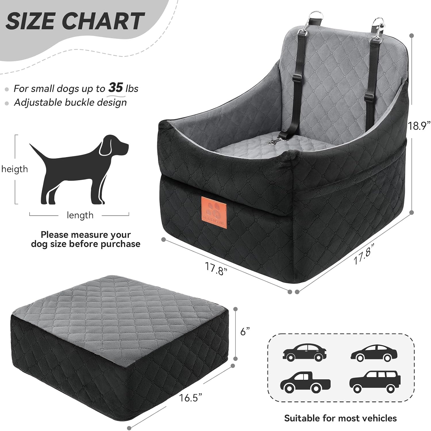 Detalle de Dog Car Seat for Dogs Under 35 lbs — Booster