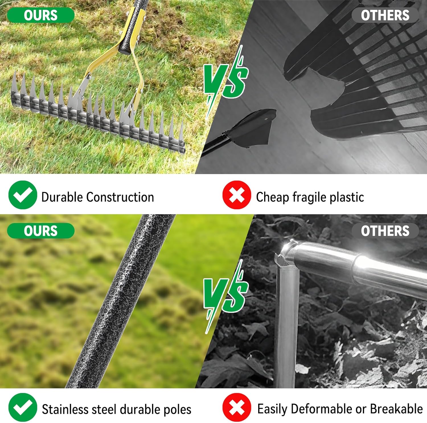 Detalle de Thatch Rake 71-inch stainless dethatcher for lawn