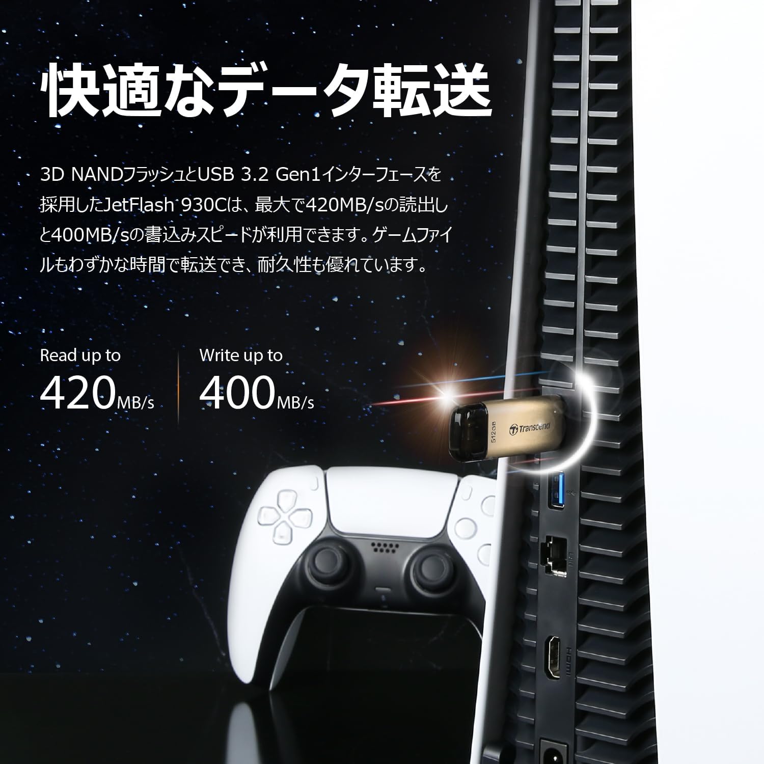 Detalle 2 de トランセンドジャパン TS128GJF930C USBメモリ 128GB、Type-A/Type-C対応・最大読出し420MB/s
