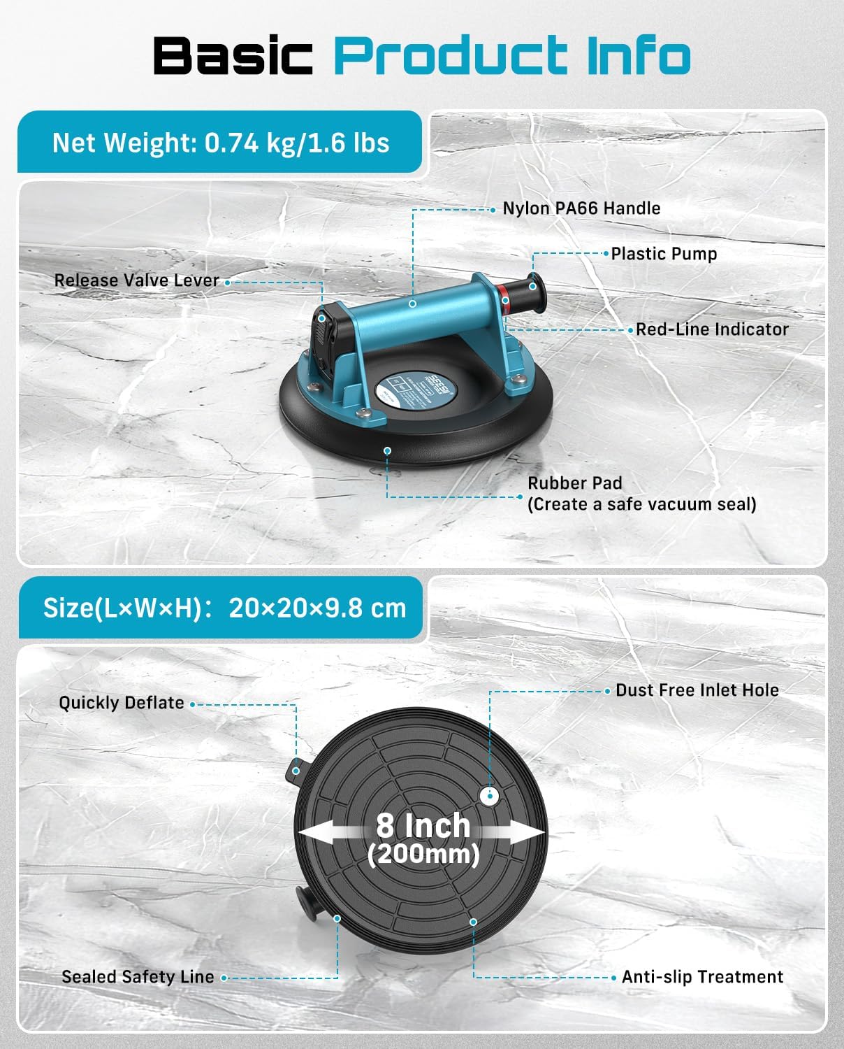 Thumbnail 6 de SEESII 8" Suction Cup Lifter 200KG