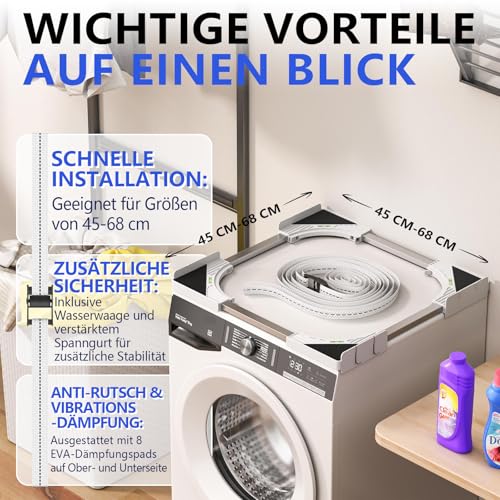 Thumbnail 1 de JHCHU Slimline Waschtrockner-Stapelset – universeller ultradünner Rahmen für 45–68 cm Geräte