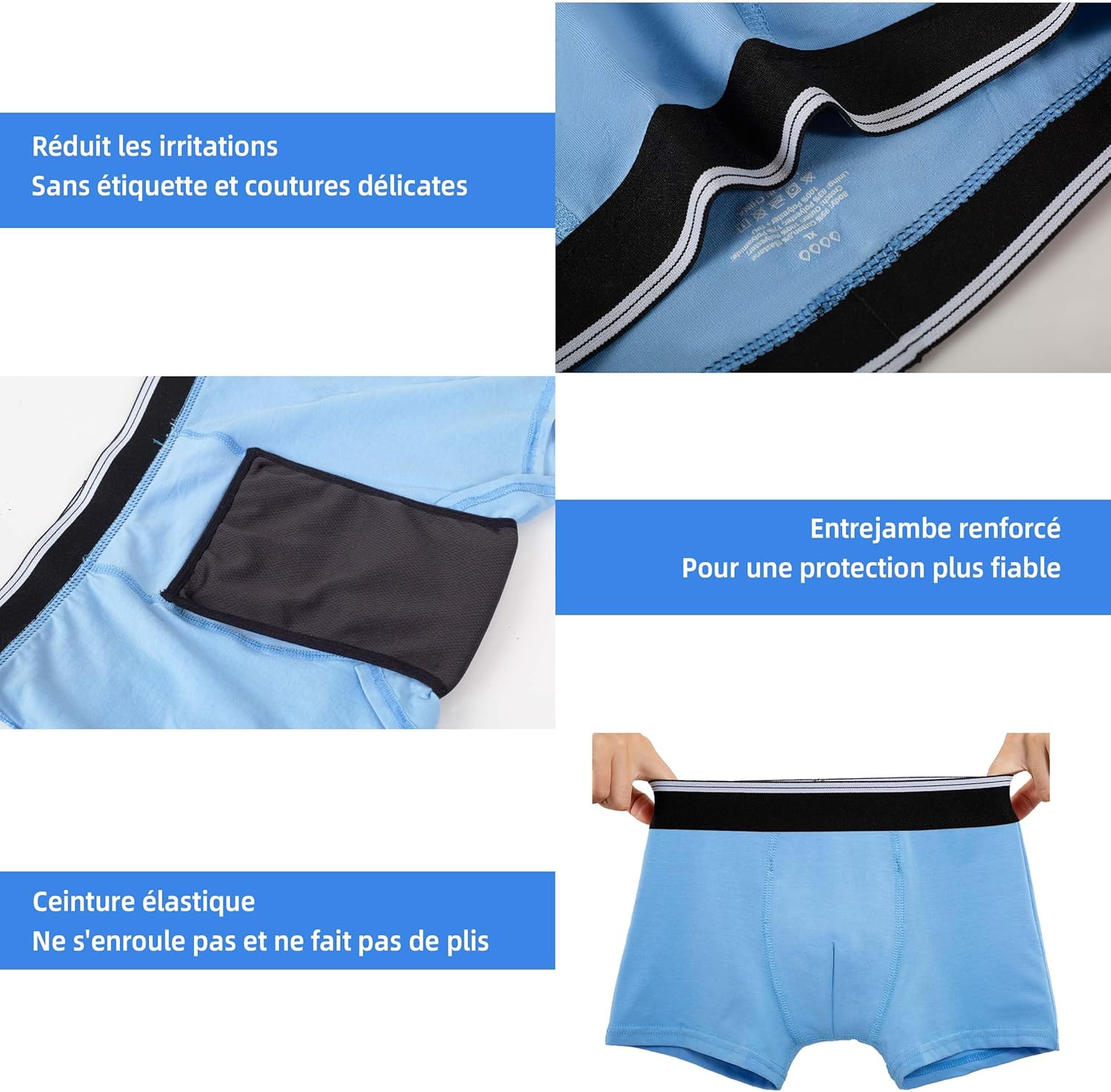 Detalle 2 de TIICHOO Caleçon Garçon Incontinence en Coton – Culotte Lavable Lot de 5