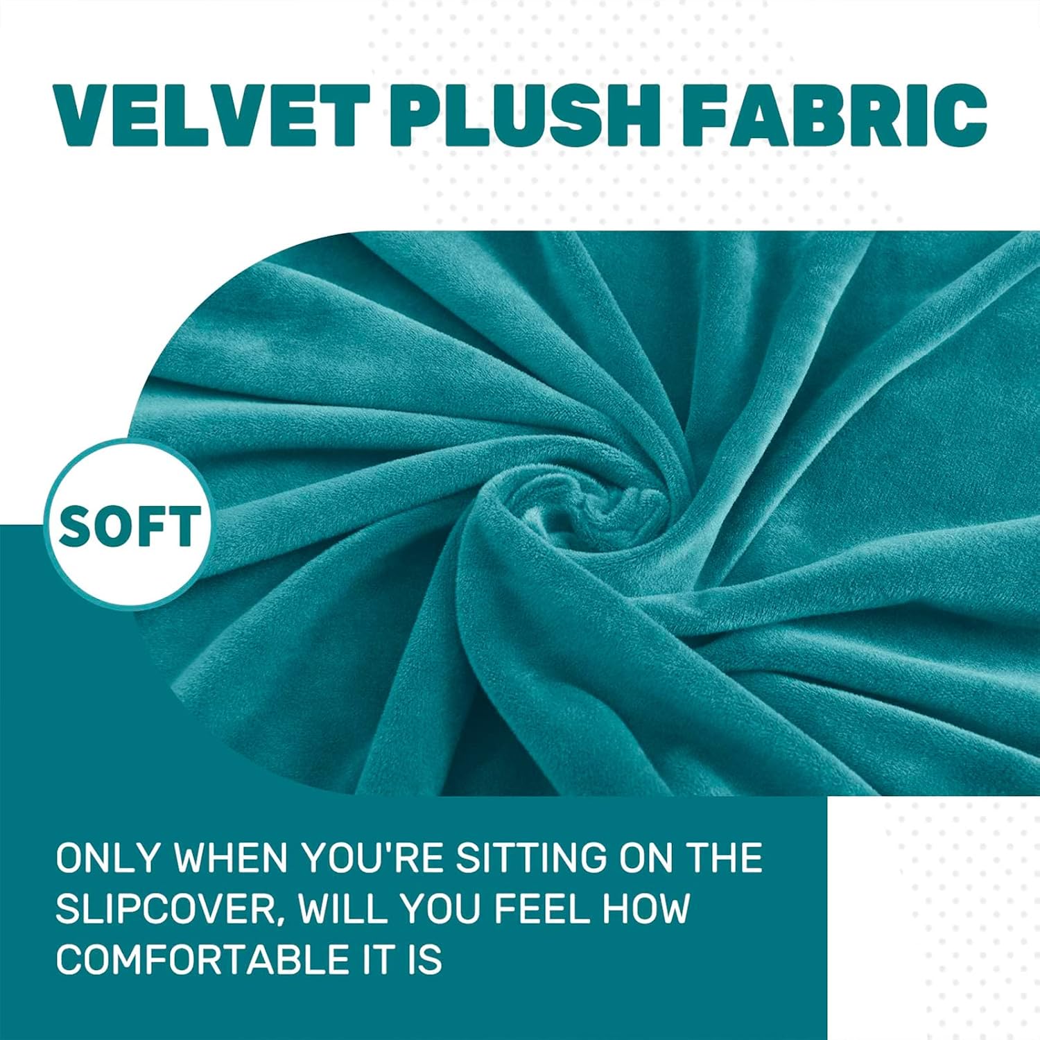 Thumbnail 3 de CHELZEN Velvet Couch Covers 3 Seater: Thick Stretch Slipcover in Peacock Blue
