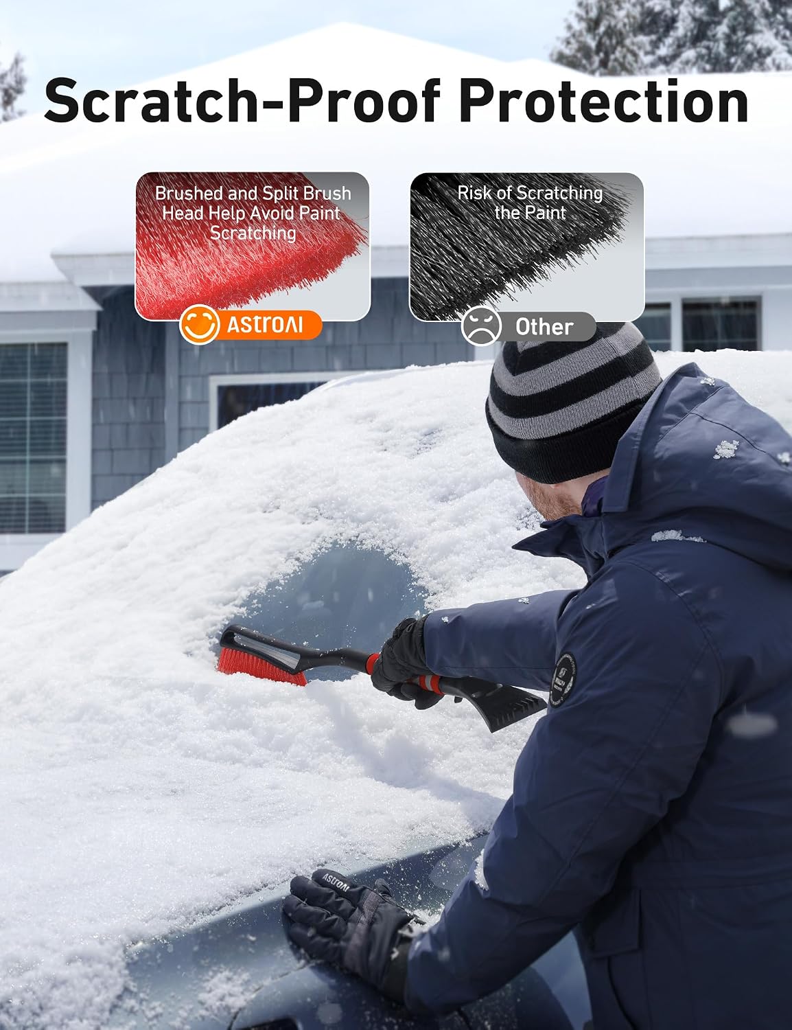 Detalle de AstroAI Snow Brush and Ice Scraper, 27-Inch