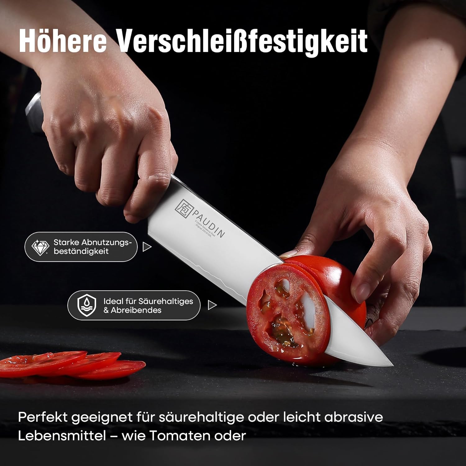 Thumbnail 1 de PAUDIN Messerset 2-teilig: Kochmesser 20 cm & Allzweckmesser 12,7 cm aus 10Cr15CoMoV (62 HRC) mit Holzgriff