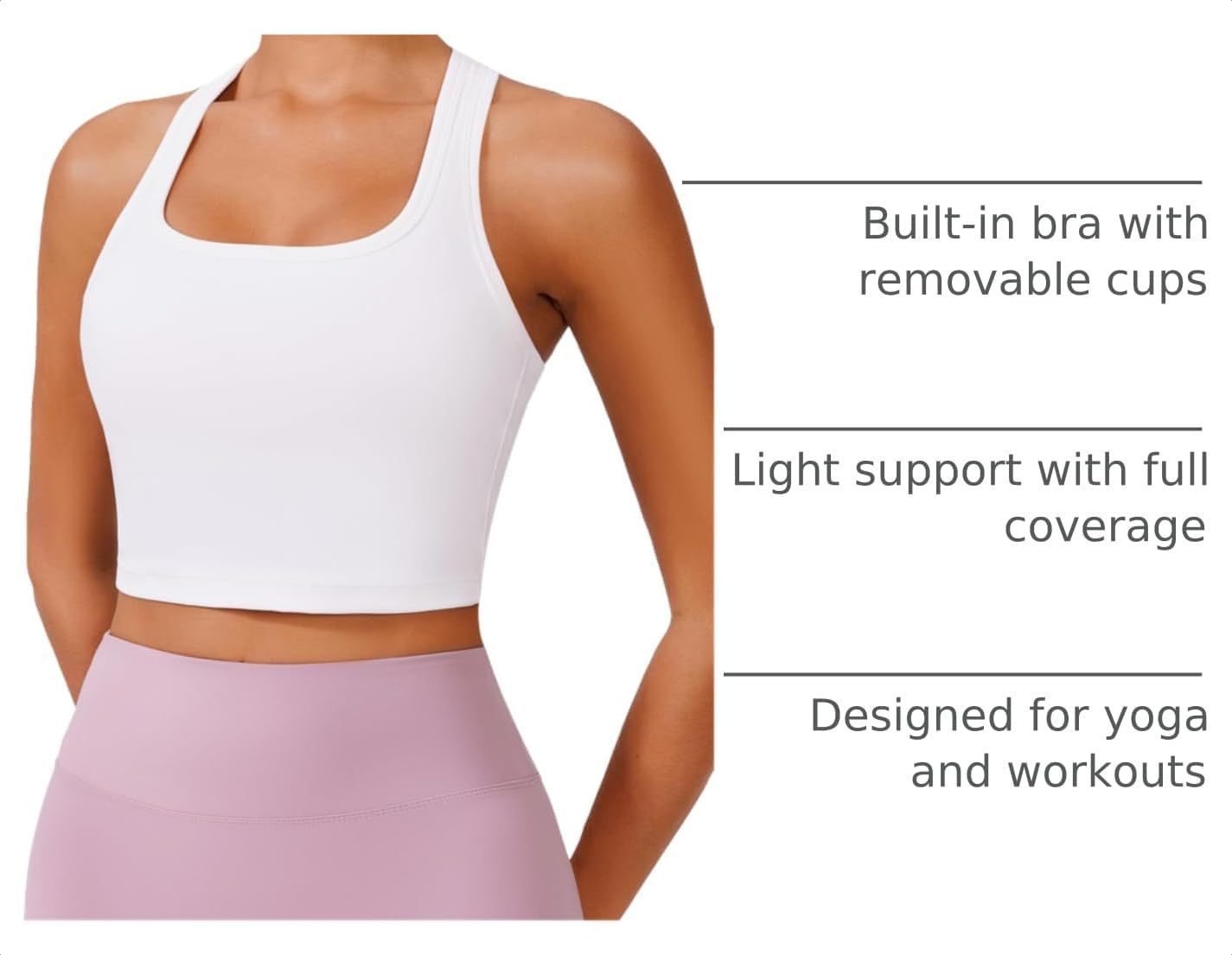 Detalle de PINSPARK Sports Bra Longline Racerback Tank Top with Removable Pads