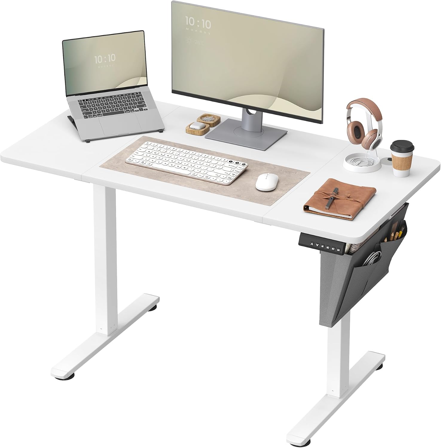Detalle de SONGMICS LSD132W01 elektrisch zit-sta-bureau, 120 x 60 cm, wit