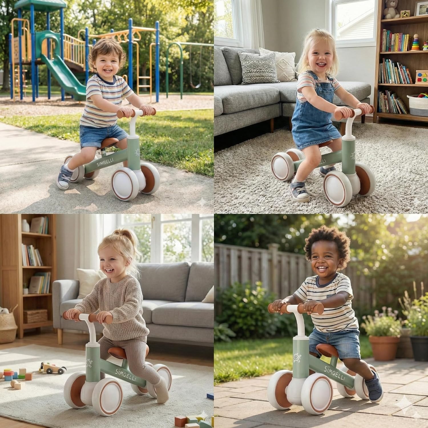 Thumbnail 2 de SIMQELLI Bicicletta Senza Pedali per 1 Anno (10-24 Mesi) – equilibrio sicuro per bambini con 4 ruote (Verde)