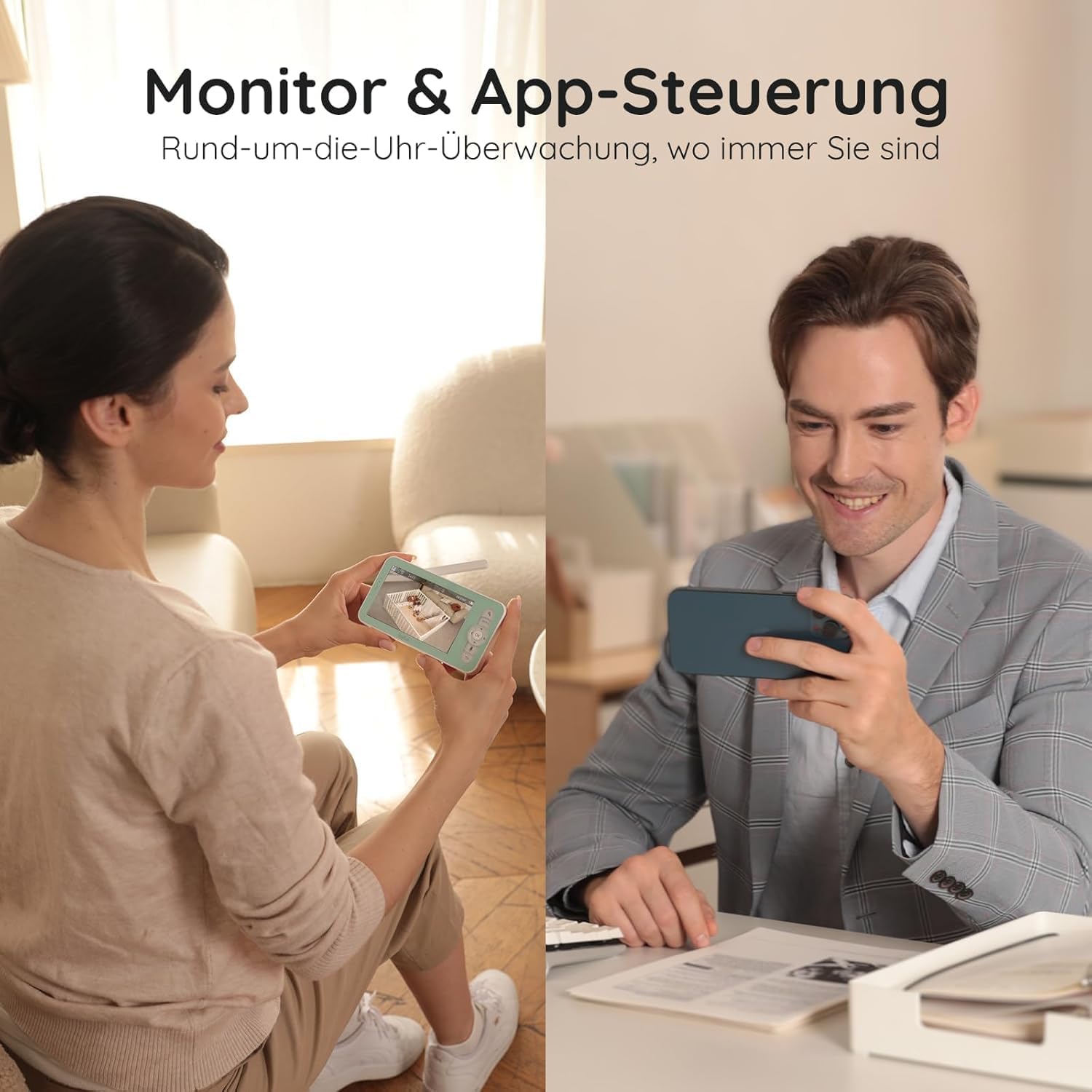 Thumbnail 1 de BOIFUN 2K WLAN Babyphone mit Kamera, App und 5-Zoll-Monitor (IR-Nachtsicht, 360°-Kamera, Sensoren)