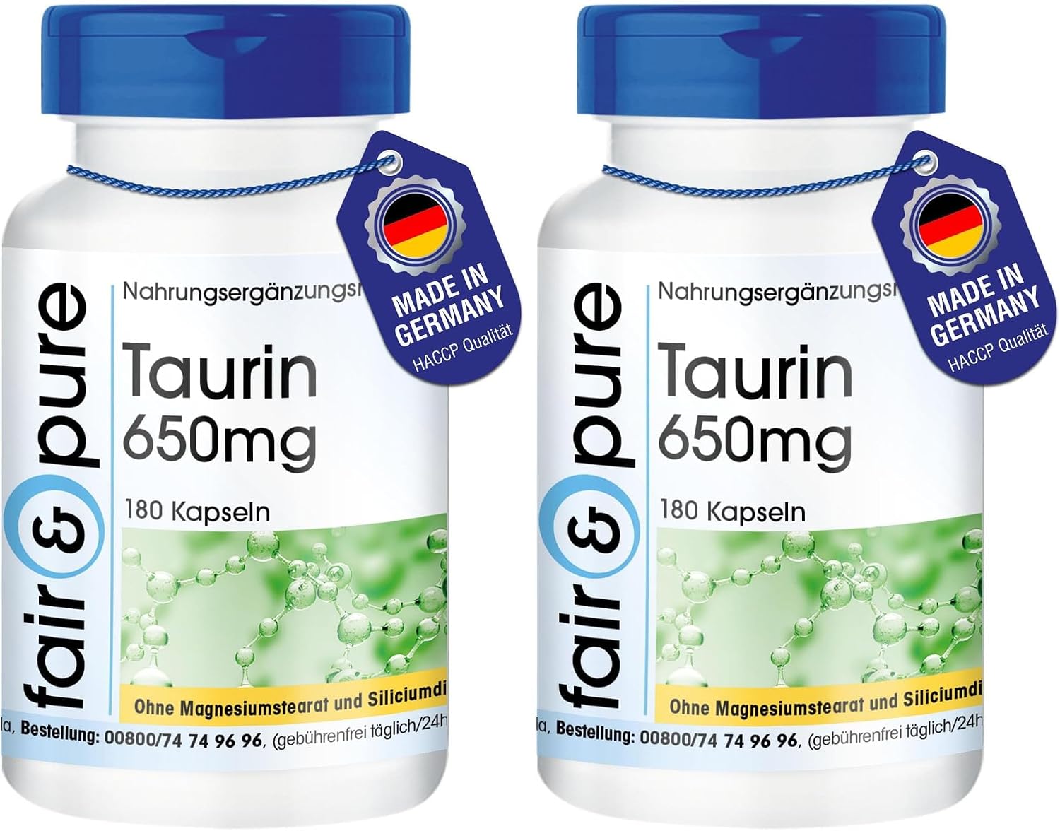 Thumbnail 6 de Fair & Pure Taurin 650mg – Hochdosierte Vegane Taurin-Kapseln, 180 Stück, hergestellt in Deutschland