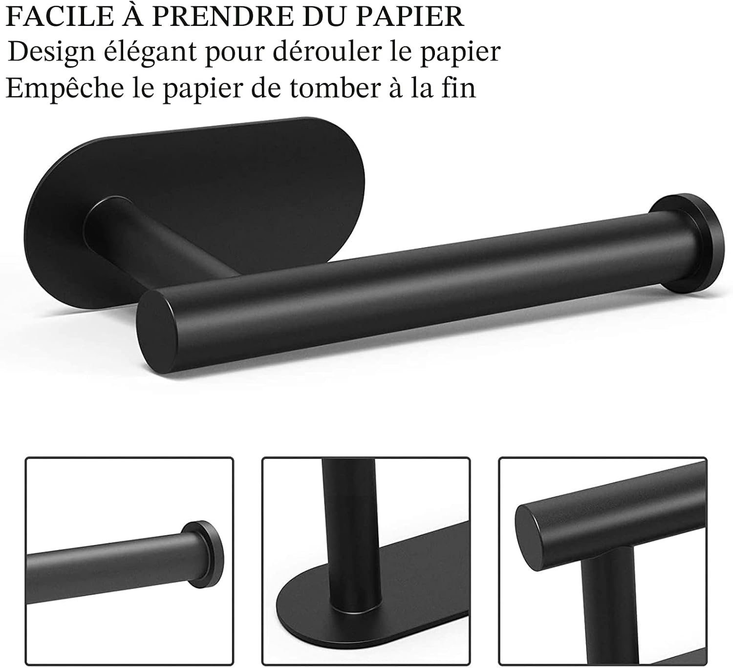 Detalle de On and Off Porte Papier Toilette – Support Premium sans Perçage en Acier Inoxydable Noir