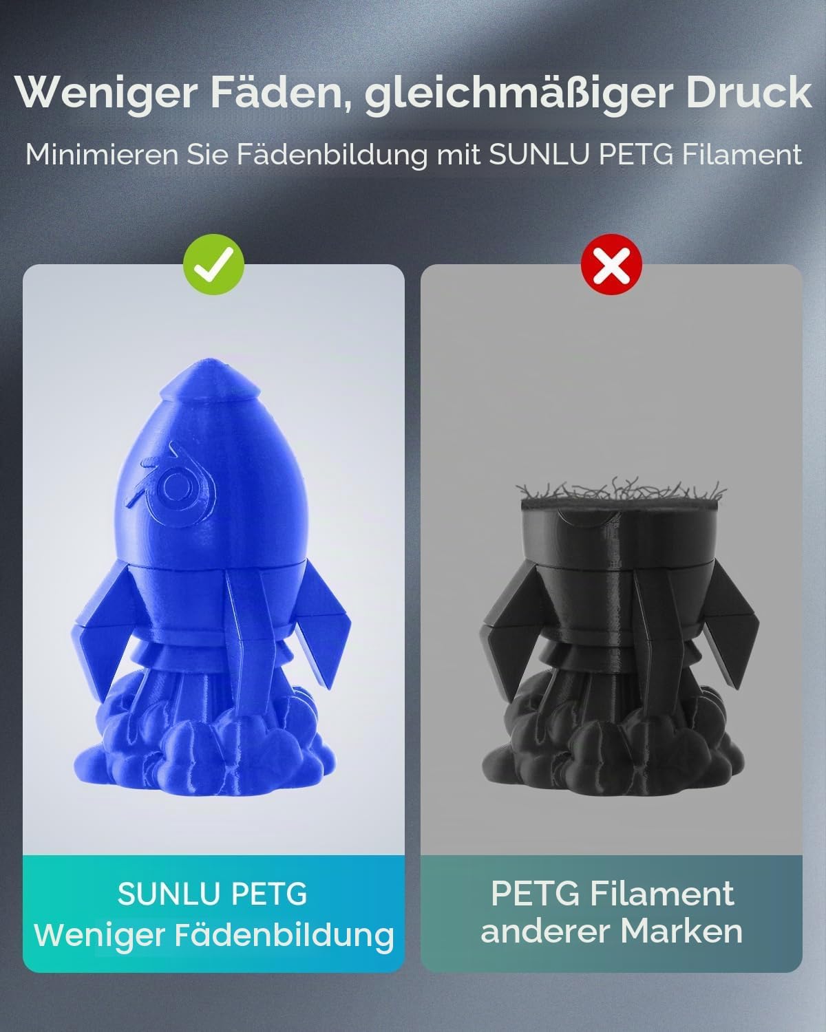 Detalle de SUNLU PETG Filament 1.75 mm, 1000 g, Schwarz – robustes PETG-Filament für langlebige 3D-Drucke