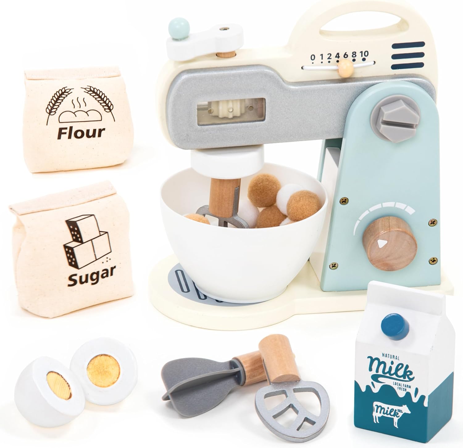 UMU® Mixer Kit bois: ensemble de 10 pièces pour petits chefs à partir de 3 ans