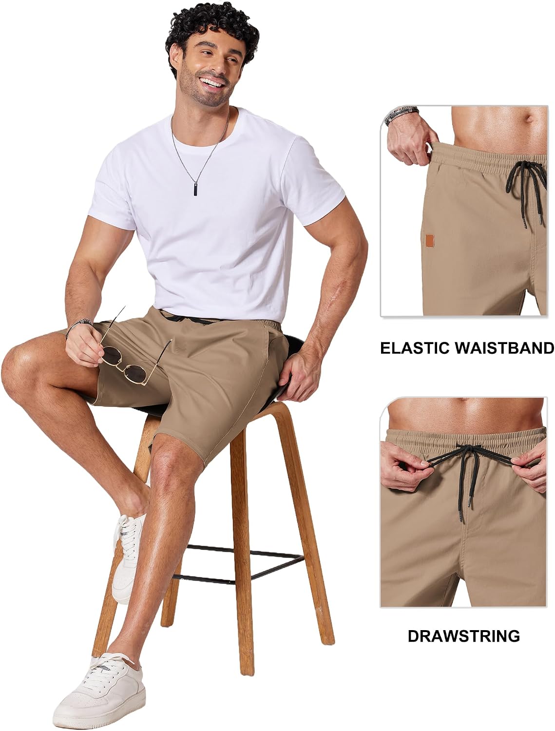 Detalle de COOFANDY 9" Casual Chino Cotton Shorts for Men
