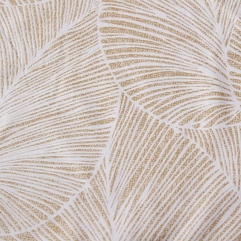 Thumbnail 2 de Parure de lit Michorinee housse de couette 220x240 beige motif feuilles tropicales réversible en microfibre avec fermeture éclair (2 taies 65x65)