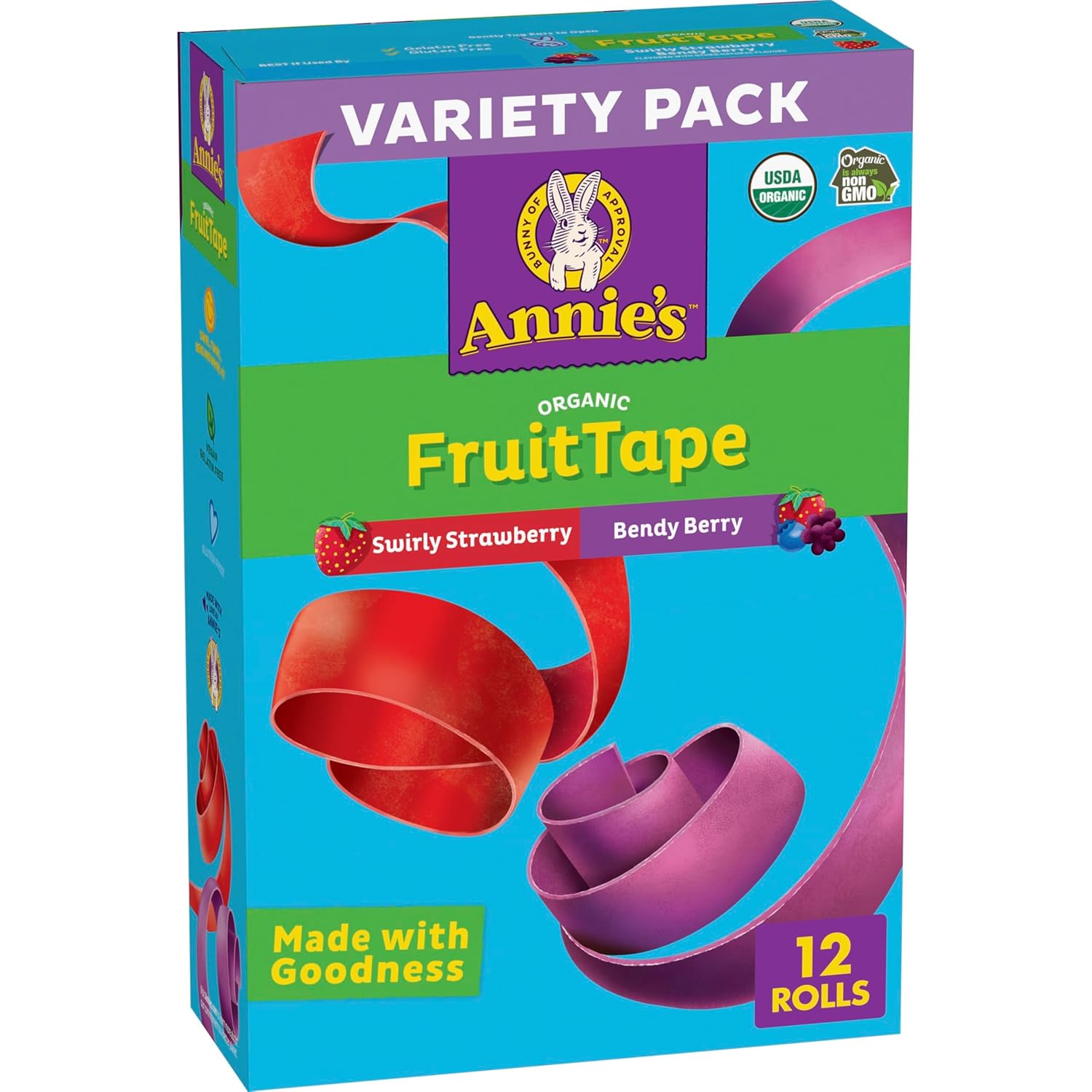 Detalle de Annie’s 53DD Organic Fruit Tape, Strawberry & Berry, 12-Count Pack