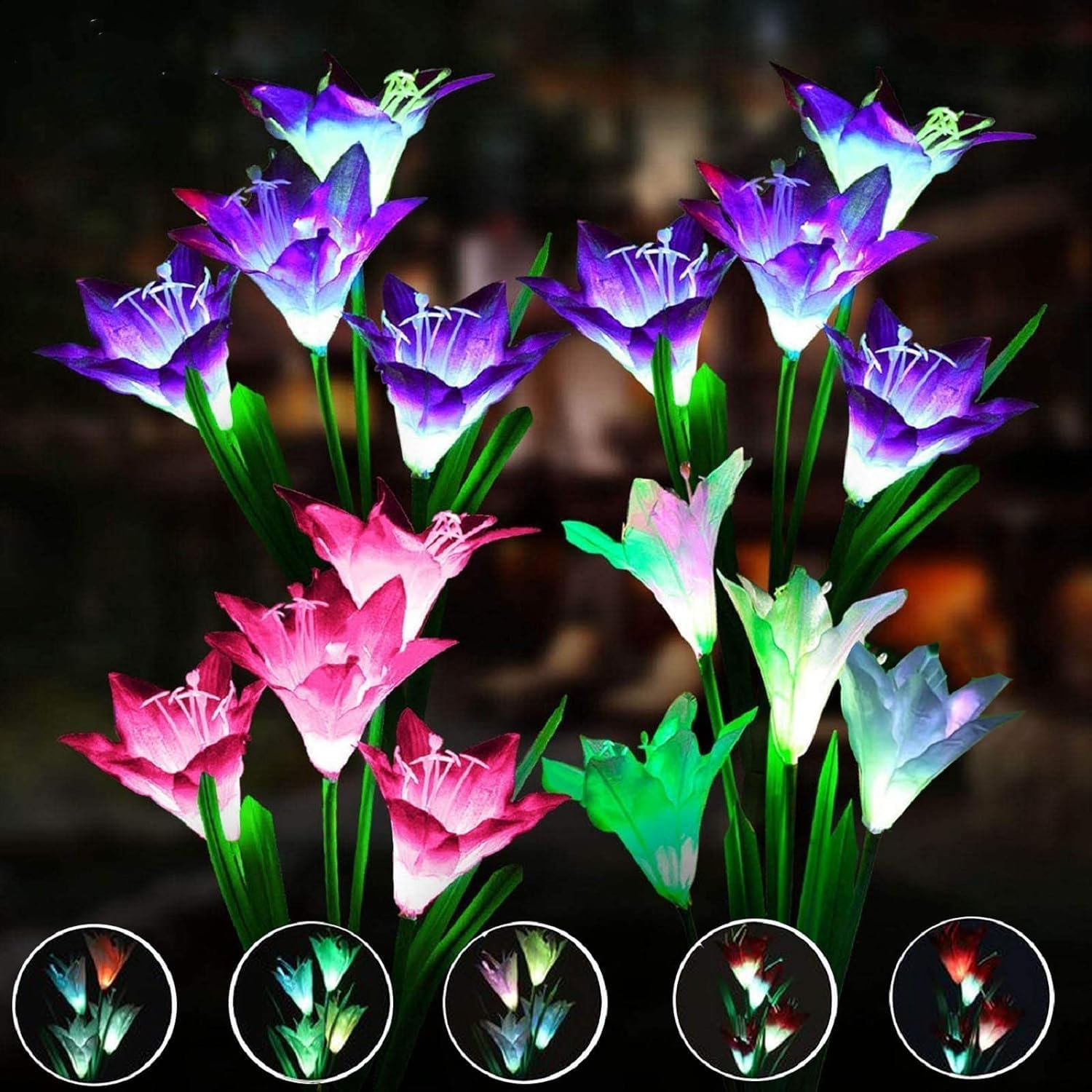 Thumbnail 4 de SOLARBABY Luci solari Giardino esterno Multicolore: fiore gigante con 7 colori e design flessibile