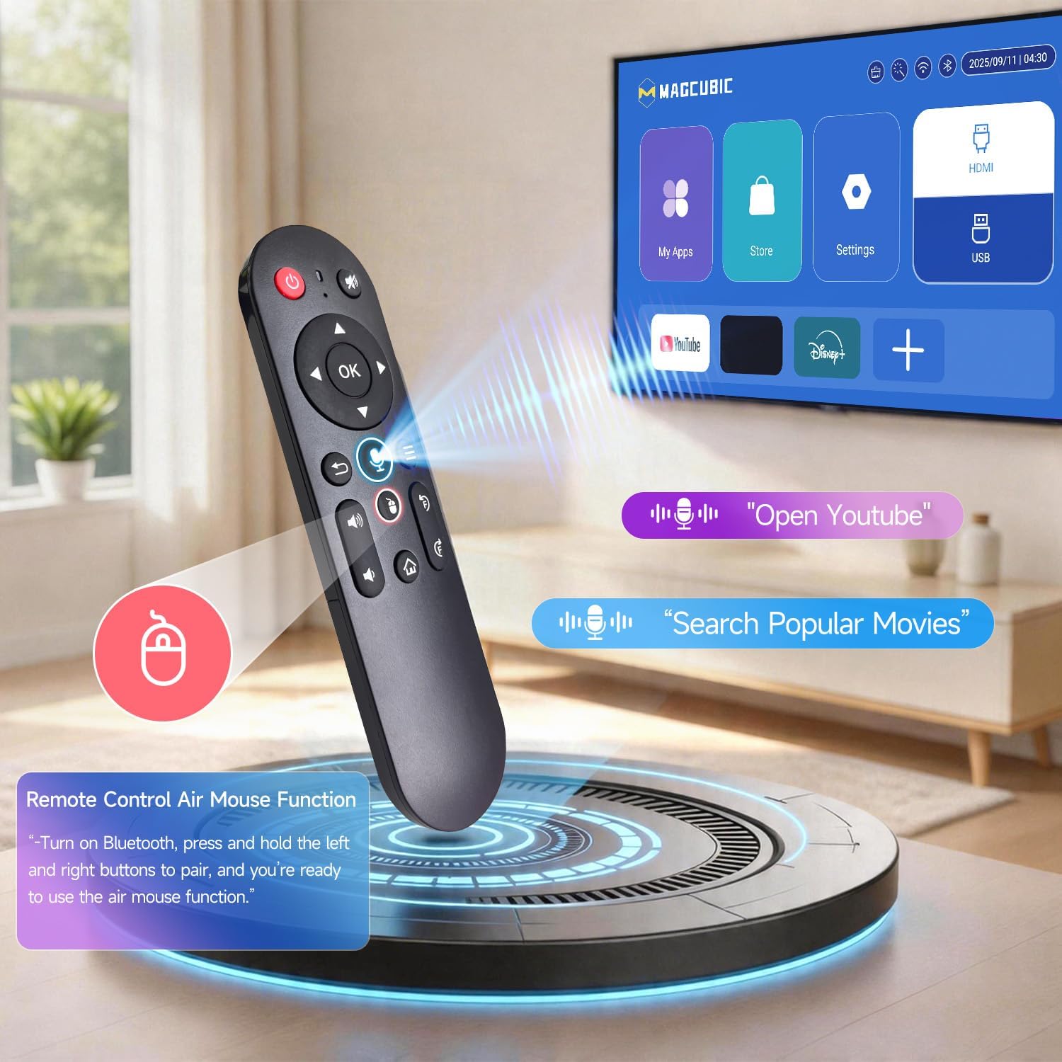 Detalle de Magcubic HY320Pro Mini Projector with WiFi 6, Bluetooth 5.4, and Android 14