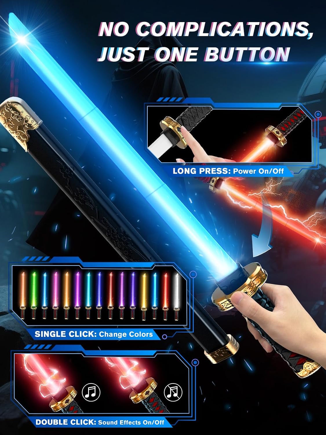 Detalle 2 de VATOS Lichtschwert 2er Set RGB 15 Farben