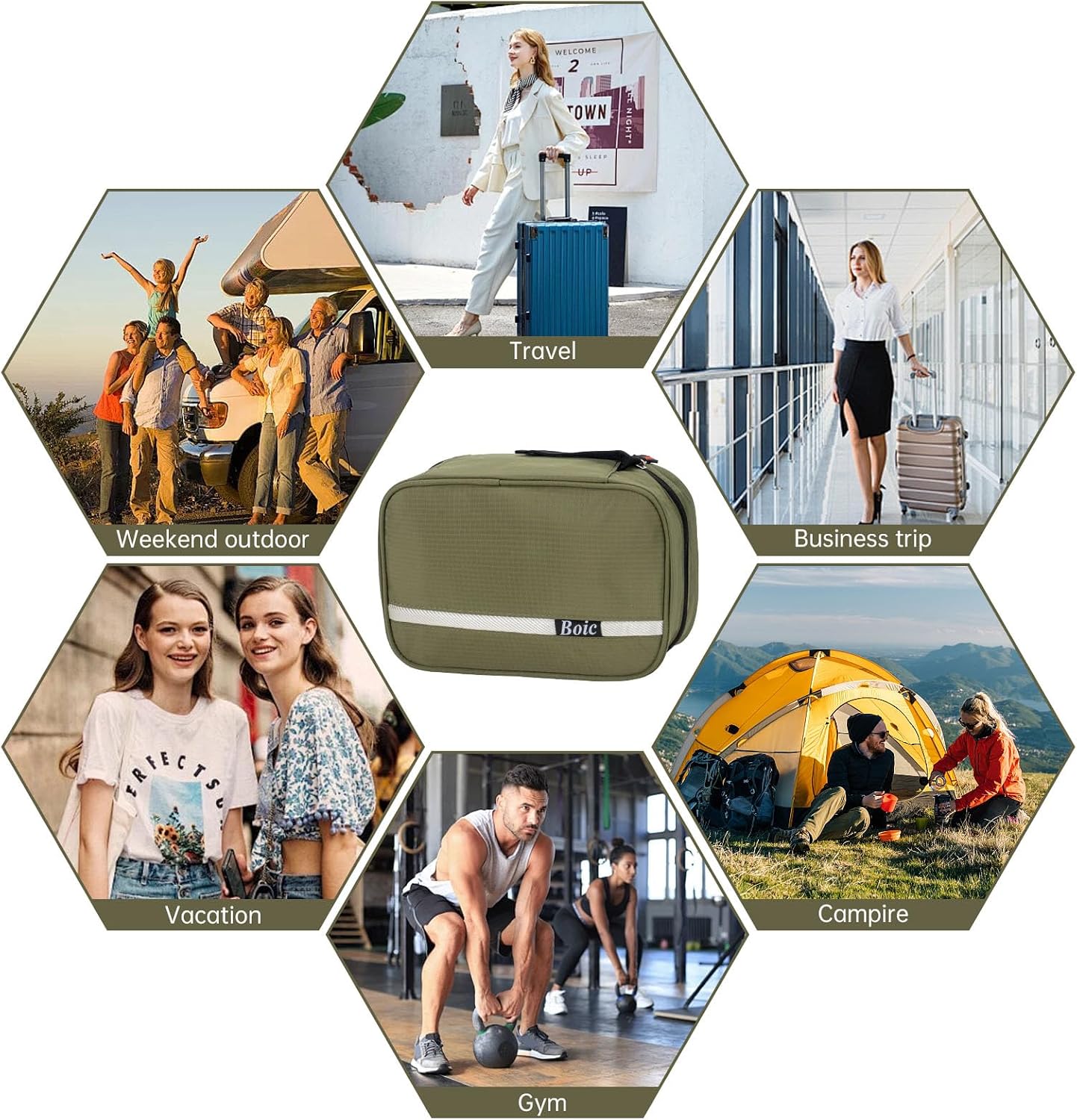 Thumbnail 5 de Boic Hanging Toiletry Bags: Large-Capacity, Foldable Travel Wash Bag