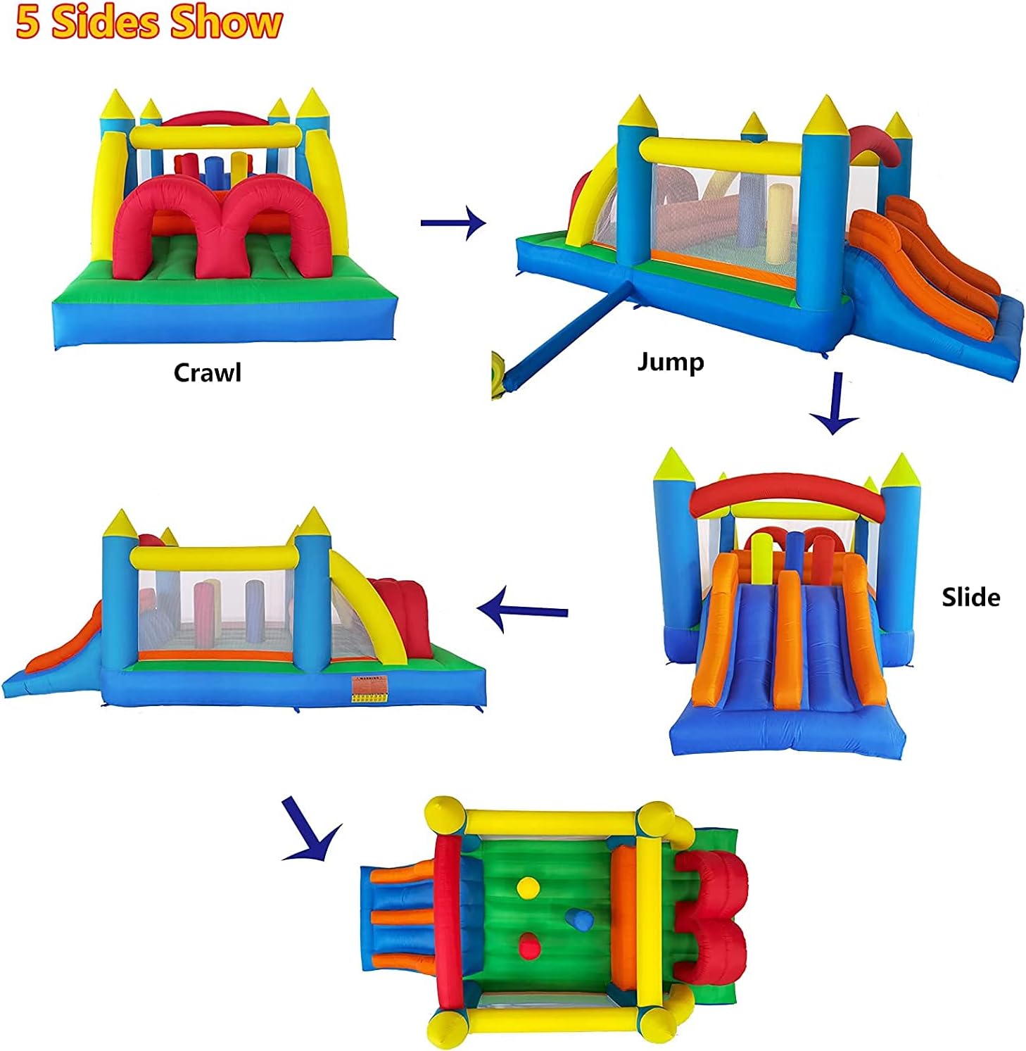 Thumbnail 3 de Ballsea Hüpfburg mit Gebläse – XXL Indoor/Outdoor für Kinder von 3–10 Jahren (488 x 240 x 190 cm)