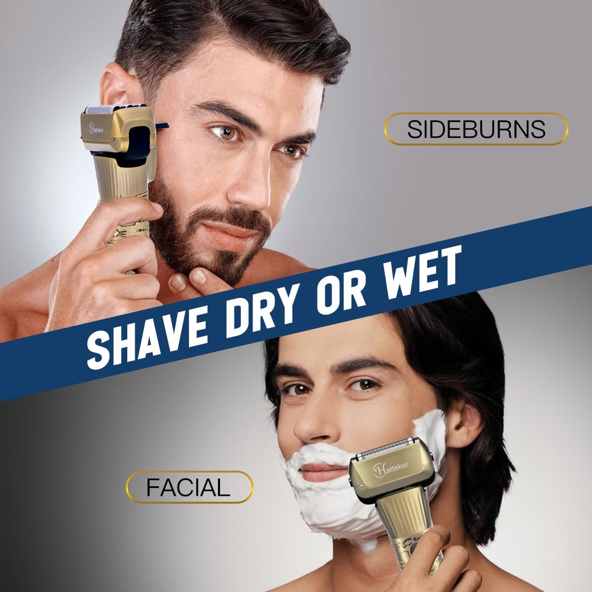 Detalle de Hatteker Foil Shaver Electric Razor & T-Blade Trimmer 2‑in‑1