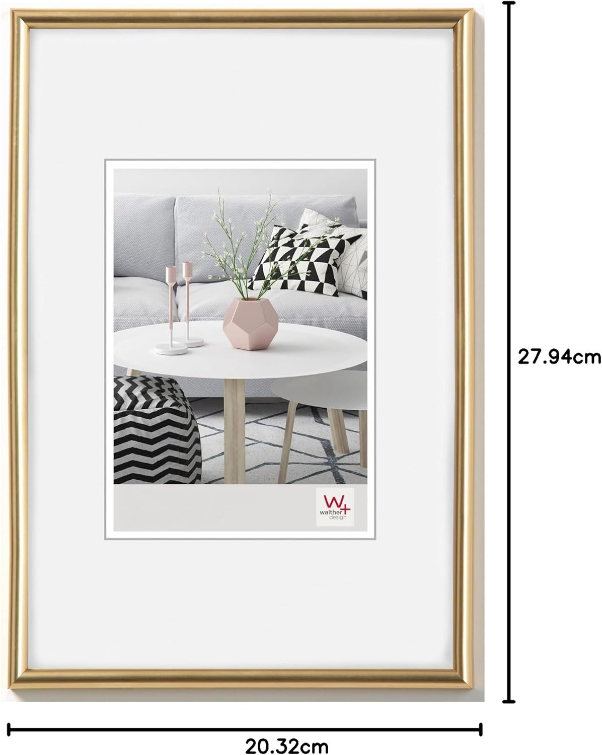 Thumbnail 3 de Cadre photo Walther Design KG028H en plastique doré, profil demi-rond (20 x 28 cm)