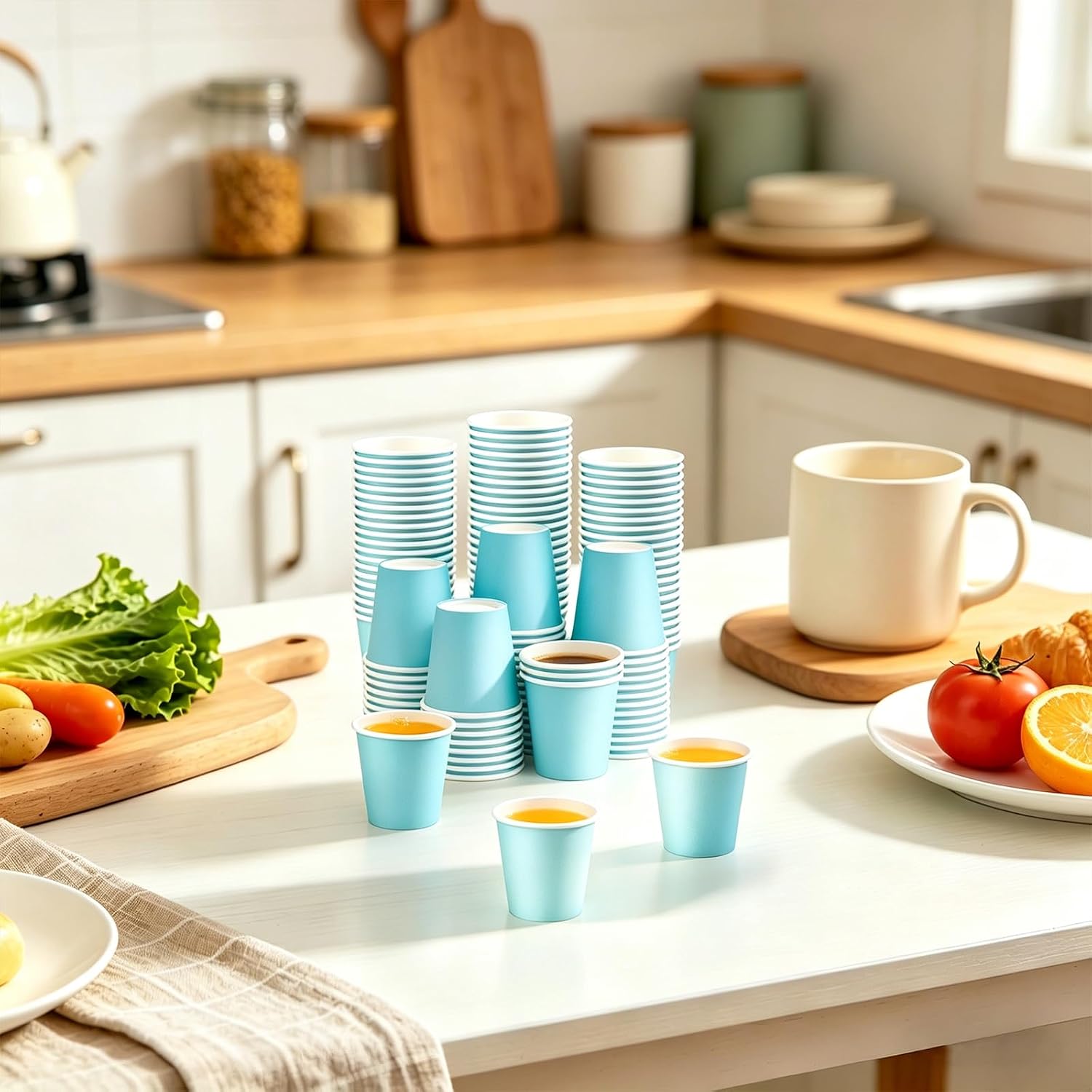 Thumbnail 5 de Prgery 100 Pack 3oz Blue Paper Cups – Disposable Small Cups for Bathroom, Office, Parties
