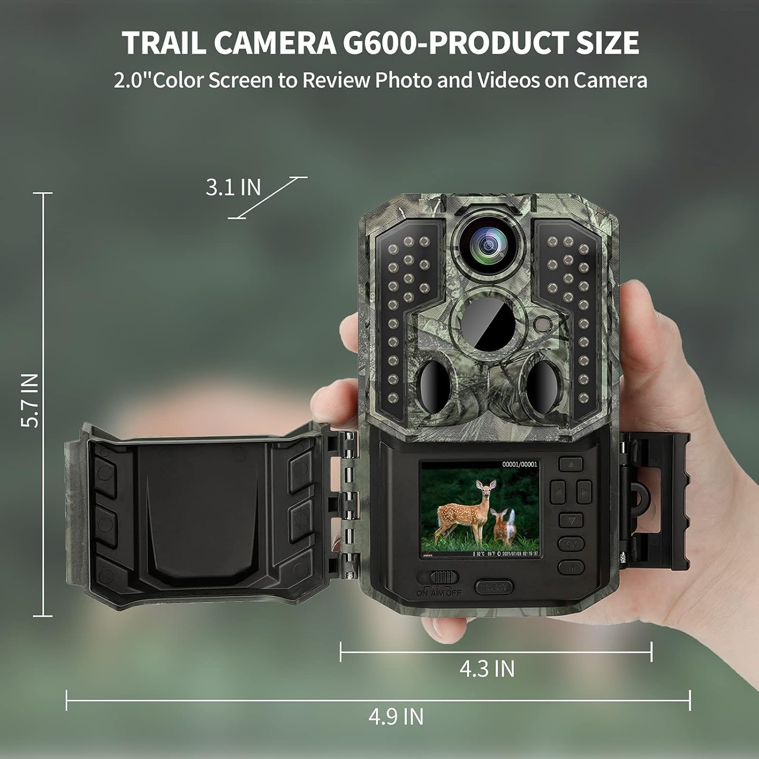 Thumbnail 4 de WOSPORTS G600-4K Trail Camera, 64MP, 4K Video, No-Glow Night Vision
