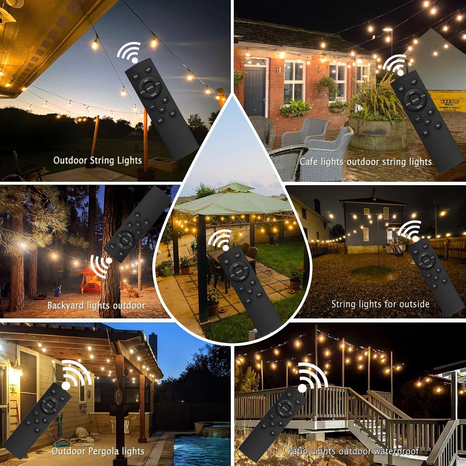 Detalle de 30M Festoon Lights Outdoor with Remote Control – 30+2 LEDs, IP65, Timer, and 4.4m Extension Cable