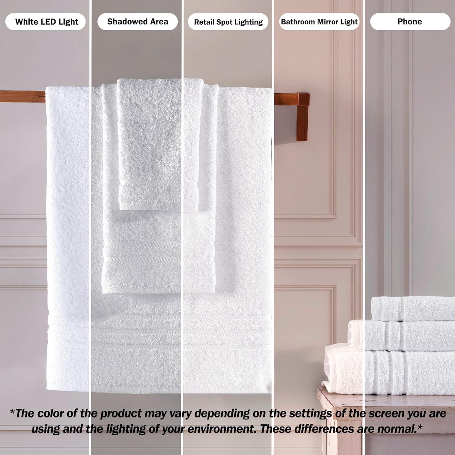 Detalle de Hawmam Linen White Bath Towels 4-Pack, 27 x 54 Inches, 100% Turkish Cotton