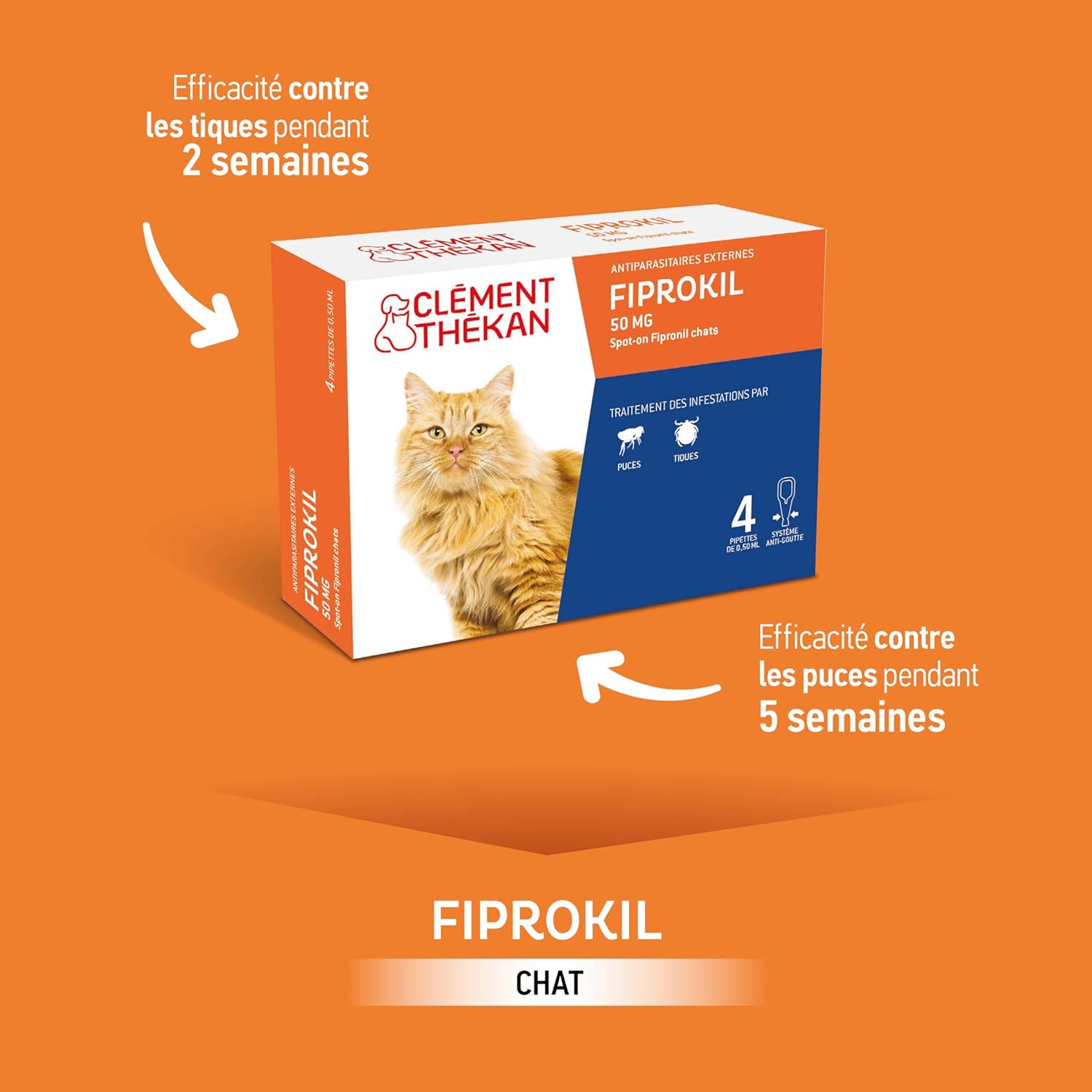 Thumbnail 2 de Clément Thékan Fiprokil antiparasitaire pour chat 50 mg 🐱