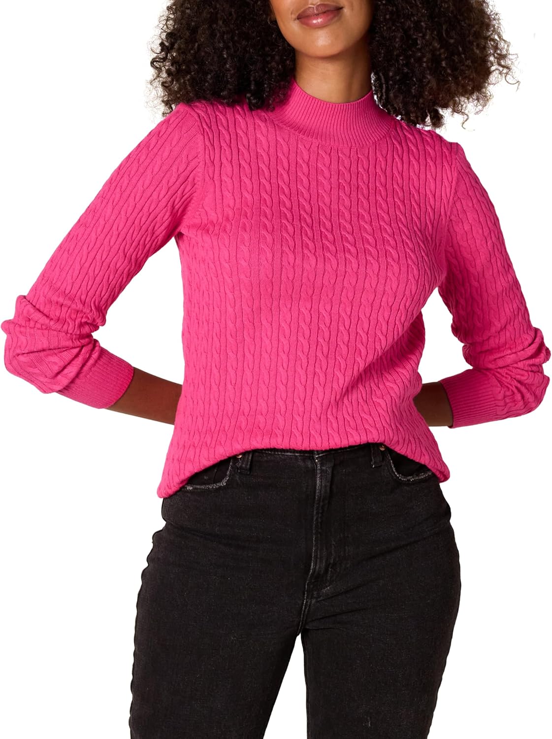 Thumbnail 6 de Amazon Essentials Damen leichter Langarm-Pullover mit Stehkragen und Zopfmuster in klassischer Passform