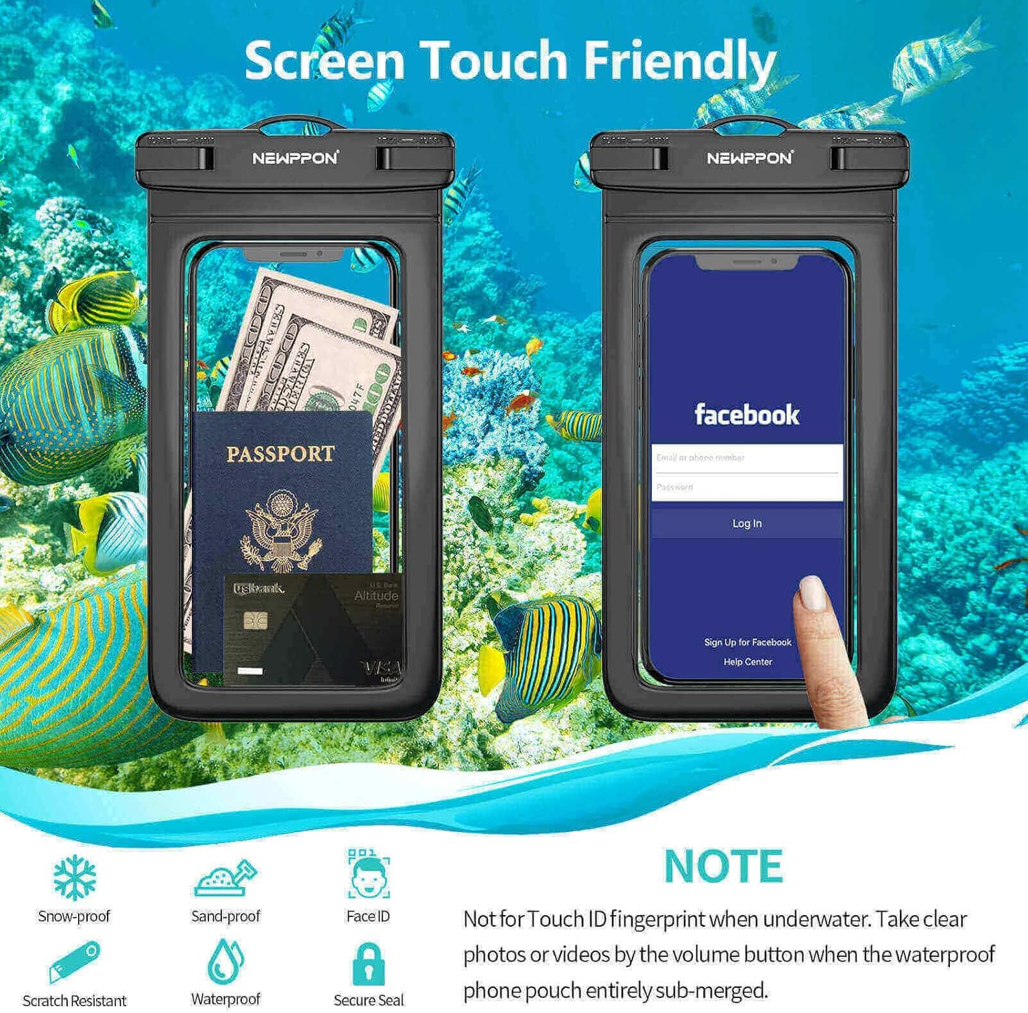 Thumbnail 5 de Newppon 8.5" Waterproof Phone Pouch 4-Pack