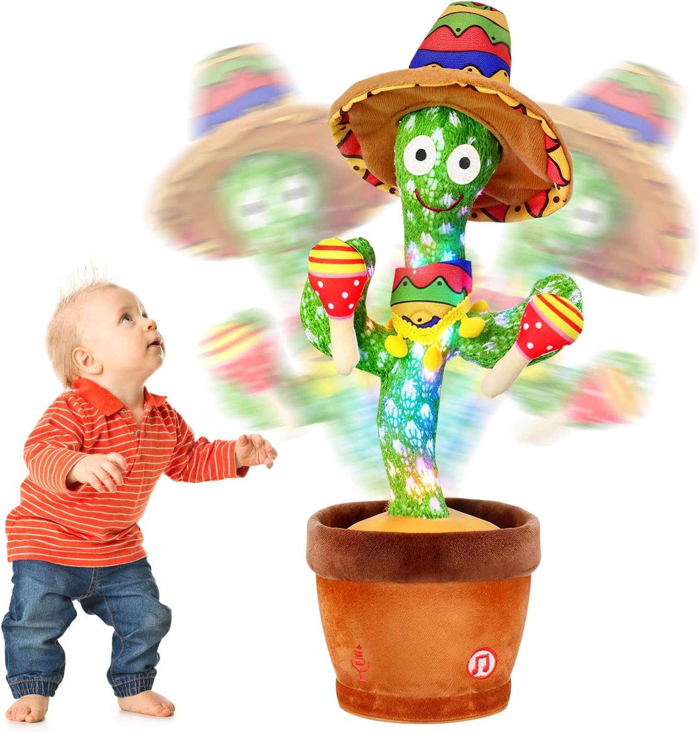 Detalle de Sprechender Kaktus Spielzeug – Singend, Tanzend, Leuchtend | Interaktives Kuscheltier für Jungen und Mädchen